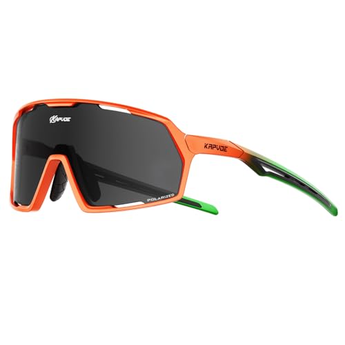KAPVOE Polarisiert Fahrradbrille Herren Damen MTB Brille TR90 Rahmen Rennrad Brille UV400 Schutz Radbrille Sport Sonnenbrille für Radfahren Laufen Volleyball Baseball Golf Radsportbrille Schwarz KAPVOE Polarisiert Fahrradbrille Herren Damen MTB Brille TR90 Rahmen Rennrad Brille UV400 Schutz Radbrille Sport Sonnenbrille für Radfahren Laufen Volleyball Baseball Golf Radsportbrille Schwarz von KAPVOE