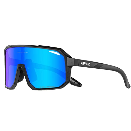 KAPVOE Fahrradbrille Polarisiert Herren Damen Sonnenbrille Sportbrille Radbrille Sportsonnenbrillen Radsportbrille Radfahren MTB Brille Rennrad Triathlon Laufen Wandern Volleyball Bergsteigen Blau KAPVOE Fahrradbrille Polarisiert Herren Damen Sonnenbrille Sportbrille Radbrille Sportsonnenbrillen Radsportbrille Radfahren MTB Brille Rennrad Triathlon Laufen Wandern Volleyball Bergsteigen Blau von KAPVOE