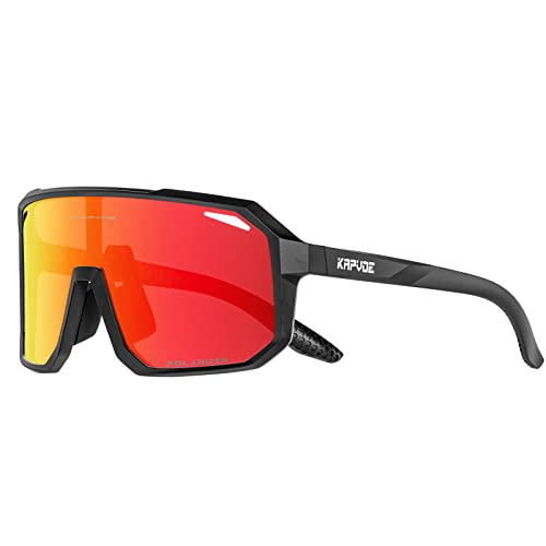 KAPVOE Fahrradbrille Polarisiert Herren Damen Sonnenbrille Sportbrille Radbrille Sportsonnenbrillen Radsportbrille Radfahren MTB Brille Rennrad Triathlon Laufen Wandern Volleyball Bergsteigen Rot KAPVOE Fahrradbrille Polarisiert Herren Damen Sonnenbrille Sportbrille Radbrille Sportsonnenbrillen Radsportbrille Radfahren MTB Brille Rennrad Triathlon Laufen Wandern Volleyball Bergsteigen Rot von KAPVOE