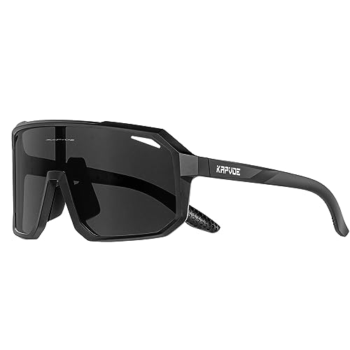 KAPVOE Fahrradbrille Polarisiert Herren Damen Sonnenbrille Sportbrille Radbrille Sportsonnenbrillen Radsportbrille Radfahren MTB Brille Rennrad Triathlon Laufen Wandern Volleyball Bergsteigen Schwarz KAPVOE Fahrradbrille Polarisiert Herren Damen Sonnenbrille Sportbrille Radbrille Sportsonnenbrillen Radsportbrille Radfahren MTB Brille Rennrad Triathlon Laufen Wandern Volleyball Bergsteigen Schwarz von KAPVOE
