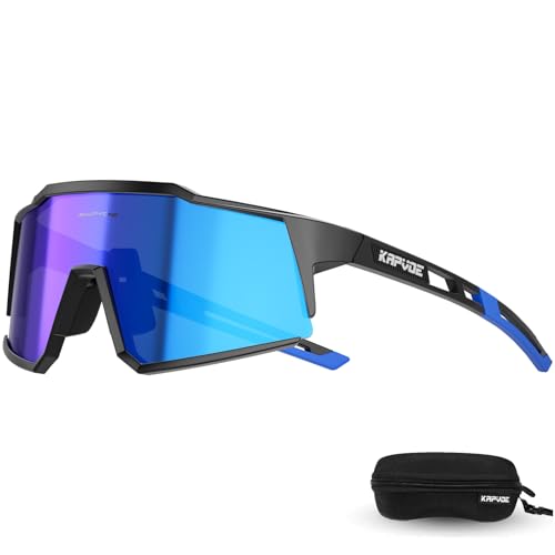 KAPVOE Polarisiert Fahrradbrille Uv400 Schutz TR90 Rahmen Sportsonnenbrille Sportbrille für Herren Damen Sport Radfahren MTB Radbrille Fahren Baseball Radsport Laufen Blau Weiß 16 KAPVOE Polarisiert Fahrradbrille Uv400 Schutz TR90 Rahmen Sportsonnenbrille Sportbrille für Herren Damen Sport Radfahren MTB Radbrille Fahren Baseball Radsport Laufen Blau Weiß 16 von KAPVOE