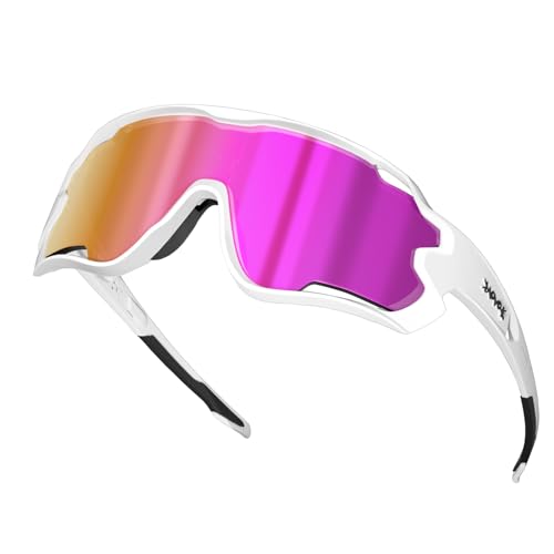 KAPVOE Radfahren Sonnenbrille mit 5 austauschbaren Gläsern Polarisiert Männer Frauen Baseball Sportbrille UV400 TR90 Laufen Fußball Fahren MTB Angeln Golf 05 von KAPVOE