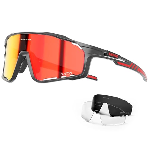 KAPVOE Polarisiert Fahrradbrille Herren Damen Sonnenbrille UV400 Schutz Sportbrille Radbrille Sportsonnenbrillen Radsportbrille Radfahren MTB Brille Rennrad Laufen Wandern Volleyball Bergsteigen 02 von KAPVOE