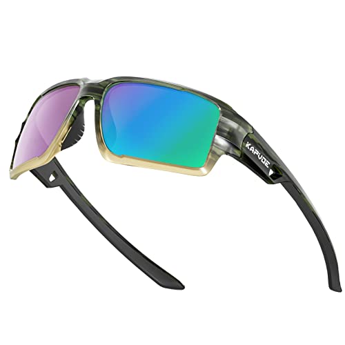 KAPVOE Polarisierte Sonnenbrillen Fahrradbrille Radsportbrillen Sportbrille für damen herren TR90 Rahmen für Männer Frauen Grün Schwarz 08 von KAPVOE
