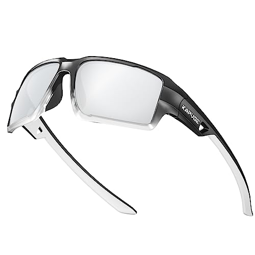 KAPVOE Polarisierte Sonnenbrillen Fahrradbrille Radsportbrillen Sportbrille für damen herren TR90 Rahmen für Männer Frauen Silber Schwarz 04 von KAPVOE