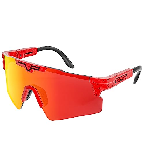 KAPVOE Polarisierte Sport-Sonnenbrille, UV400 Schutz, verstellbare Fahrrad-Sonnenbrille für Männer und Frauen, Baseball, Laufen, Radfahren, Golf Rot 11 von KAPVOE