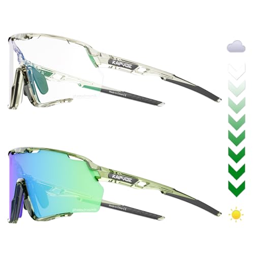 KAPVOE Selbsttönend Fahrradbrille Photochromatische Radbrille MTB Brille Herren Damen Klar Sportbrille Rennrad Sonnenbrille Radsport Laufen Golf Baseball Wandern Volleyball Tennis Angeln Softball 73 KAPVOE Selbsttönend Fahrradbrille Photochromatische Radbrille MTB Brille Herren Damen Klar Sportbrille Rennrad Sonnenbrille Radsport Laufen Golf Baseball Wandern Volleyball Tennis Angeln Softball 73 von KAPVOE
