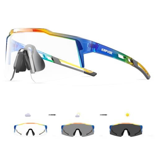 KAPVOE Selbsttönend Kinder Sport Sonnenbrille Photochromatische Baseball Brille Für Jungen Mädchen Teenager Fahrradbrille Radfahren Laufen Softball Tr90 Frame UV400 Schutz 8-15 Jahre Alt 08 von KAPVOE