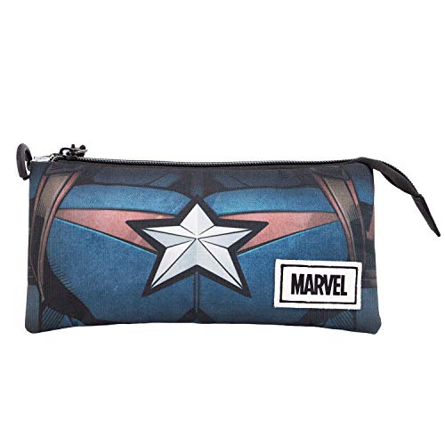 Captain America Chest-Dreifach HS Federmäppchen, Schwarz von Marvel