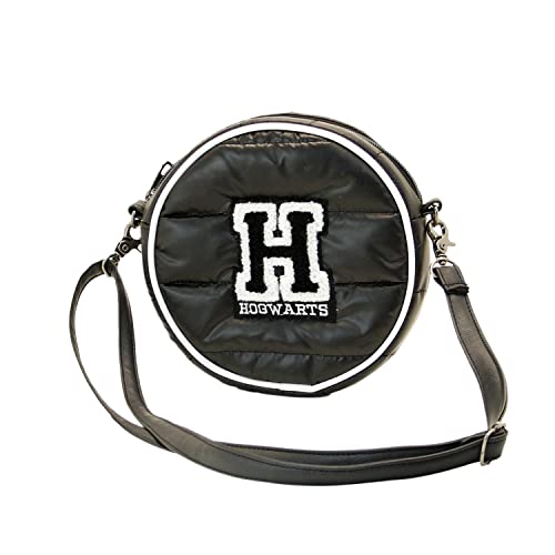 Harry Potter H-Padding Runde Schultertasche, Schwarz, 18,5 x 18,5 cm von Harry Potter