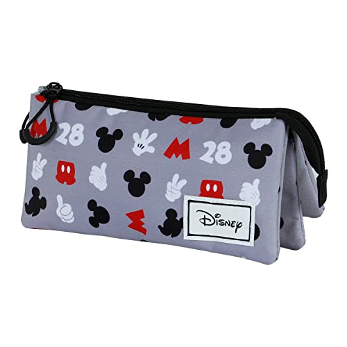 Micky Maus Grey-FAN Dreifach Federmäppchen 2.0, Grau von Disney