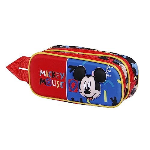 Micky Maus Joyful-3D Doppelfedermäppchen, Blau von Disney