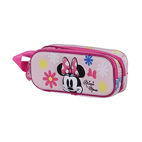 Minnie Maus Floral-3D Doppelfedermäppchen, Rosa von Disney