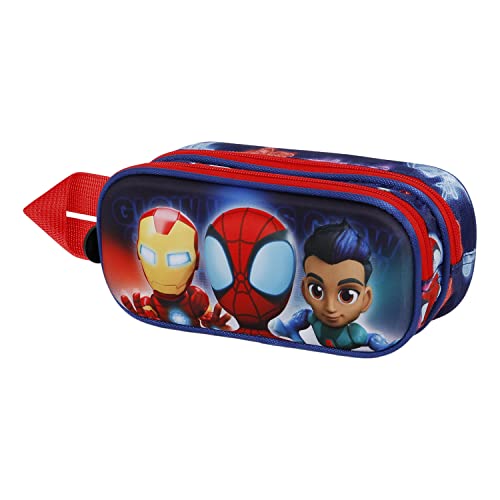 Spiderman Glow-3D Doppelfedermäppchen, Blau von Marvel