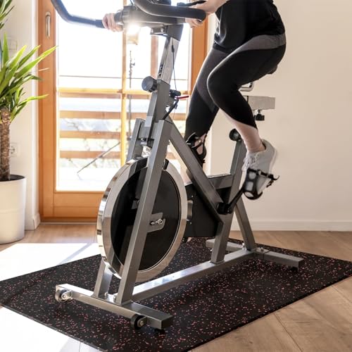 KARAT Bodenschutzmatte Fitnessgerät, Unterlegmatte für Crosstrainer, Laufband, Multifunktionsmatte Keller Trainingsmatte, Schall- und stoßdämpfende Antivibrationsmatte (Blau-Schwarz, 100 x 400 cm) von KARAT