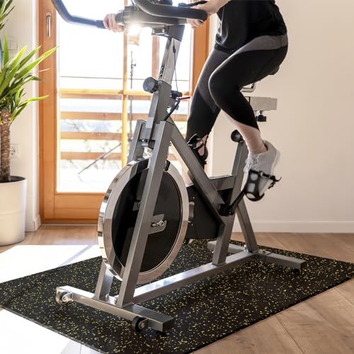 KARAT Bodenschutzmatte Fitnessgerät, Unterlegmatte für Crosstrainer, Laufband, Multifunktionsmatte Keller Trainingsmatte, Schall- und stoßdämpfende Antivibrationsmatte (Weiß-Schwarz, 100 x 450 cm) von KARAT