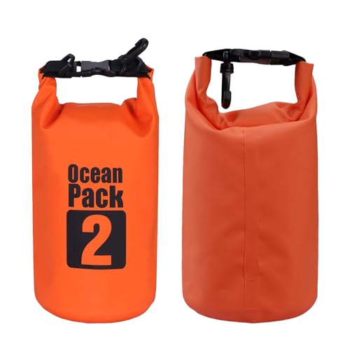 KARELLS Dry Bag wasserdichte Tasche, 2L Wasserdichter Drybag, Wasserfester Packsack mit Verstellbarer Schulterriemen, Wasserfester Beutel & Packsack, Ideal für Boot, Kajak, Angeln und Camping, Orange KARELLS Dry Bag wasserdichte Tasche, 2L Wasserdichter Drybag, Wasserfester Packsack mit Verstellbarer Schulterriemen, Wasserfester Beutel & Packsack, Ideal für Boot, Kajak, Angeln und Camping, Orange von KARELLS