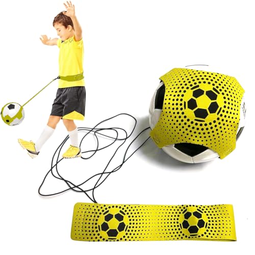 KARELLS Fußball Kick Trainer, Fussballtrainer, Soccer/Volleyball/Rugby Trainer, Fußball Trainingsgeräte Hands Free Solo, Solo Fußball Trainer, Fussball Rebounder, Fussball Kick Trainer, Gelb von KARELLS