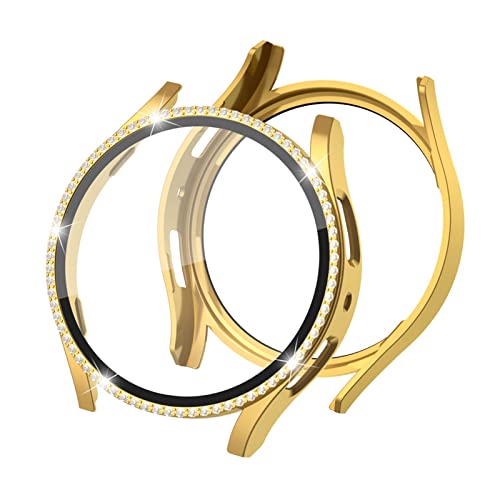 KAREN66 Glitzer Hülle mit Displayschutzfolie für Samsung Galaxy Watch 5 40mm, Bling Kristall Mädchen Damen Case Cover Hart PC Lünette Stoßfeste Schutzhülle für Galaxy Watch5 40mm (Gold, One Size) KAREN66 Glitzer Hülle mit Displayschutzfolie für Samsung Galaxy Watch 5 40mm, Bling Kristall Mädchen Damen Case Cover Hart PC Lünette Stoßfeste Schutzhülle für Galaxy Watch5 40mm (Gold, One Size) von KAREN66