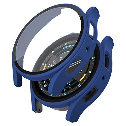 KAREN66 Hülle mit Glas Displayschutz Kompatibel mit Samsung Galaxy Watch 5 40MM - Hart PC Schutzhülle Vollschutz Kratzfest Display Schutzfolie Ultradünne Schutz Case für Galaxy Watch 5 40MM (Blau) von KAREN66