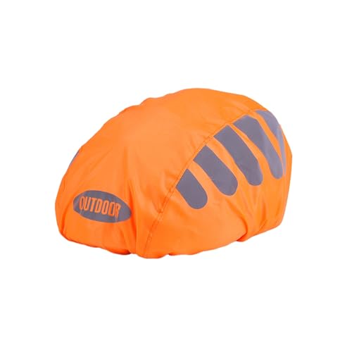 Regenschutz für Fahrradhelm Helmet Raincover Helmschutz Atmungsaktiver und Wasserfester Helmüberzug Reflektierende Fahrrad Regenhaube Universal Helm Überzug (Orange) von KAREN66