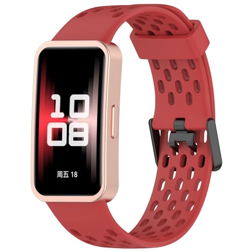 Silikon Armband Kompatibel mit Huawei Band 8 /Band 9 Armband, Wasserdichtes Weiche Atmungsaktive Sportbänder für Huawei Band 8 Armband/Band 9 Armband (Rot) von KAREN66
