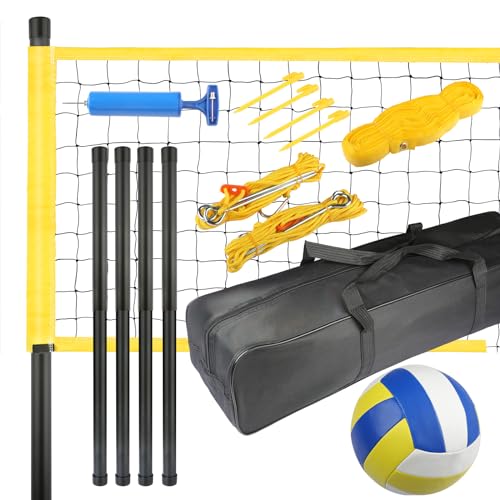 Tragbares Volleyballnetz-Set, tragbares Volleyball-Set für Hinterhof, mit professionellem Volleyballnetz von KARROBOU