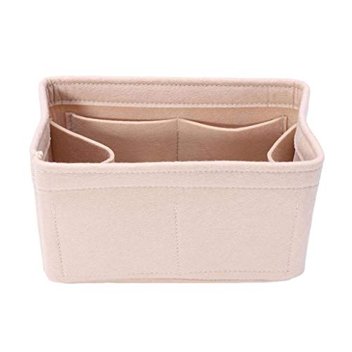 KASFDBMO Filz-Einsatztasche für Make-up, Handtasche, Reise-Innengeldbörse, tragbare Kosmetik, beige, M von KASFDBMO