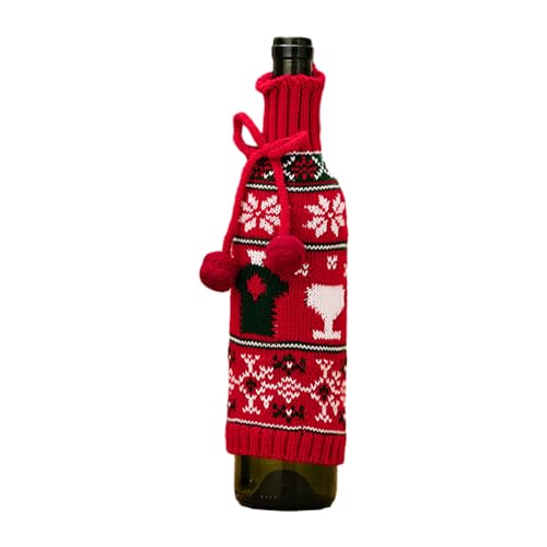 KASFDBMO Weinflaschenüberzug für kreative dekorative Weinflaschen-Pullover, Kleid für Festival-Dekoration, wiederverwendbar, 4 Optionen, rot von KASFDBMO