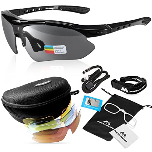 KASIVOUK MOVIGOR Sportbrillen Fahrrad Brillen Damen Herren Polarisierte UV400 Schutz mit 5 Wechselgläser Radbrillen für Outdoor-Sport Radfahren Motorradfahren Laufen Angeln Golf von KASIVOUK
