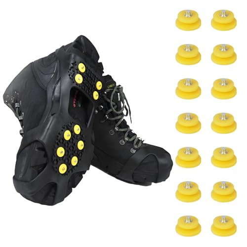 KASURE 2 Stücke Spikes für Schuhe Winter schuhspikes steigeisen Eiskrallen Geeignet zum Eisfischen im Winter, Jagen, Wandern, Schneeschaufeln und Bergsteigen 14er Ersatz-Schneespikes (L von KASURE