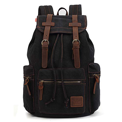 Vintage Rucksäcke 15 Zoll, KAUKKO Damen Herren Schulrucksack Daypack Retro Stylisch Backpack für Outdoor Wanderreise Camping mit Großer Kapazität 27×16×41 cm (schwarz02 Vintage Rucksäcke 15 Zoll, KAUKKO Damen Herren Schulrucksack Daypack Retro Stylisch Backpack für Outdoor Wanderreise Camping mit Großer Kapazität 27×16×41 cm (schwarz02 von KAUKKO