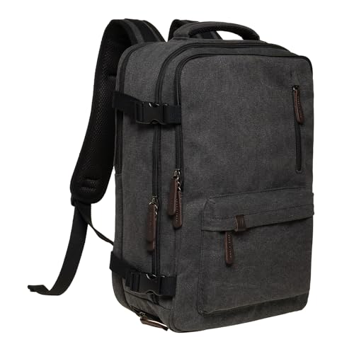 KAUKKO Canvas 40L Reiserucksack, Freundlich Handgepäck Rucksack Travel Backpack für 15,6 Zoll Laptop, Flug Genehmigt Bordgepäck Wasserabweisend Kabinenrucksack für Weekender Trip, FH11-Schwarz KAUKKO Canvas 40L Reiserucksack, Freundlich Handgepäck Rucksack Travel Backpack für 15,6 Zoll Laptop, Flug Genehmigt Bordgepäck Wasserabweisend Kabinenrucksack für Weekender Trip, FH11-Schwarz von KAUKKO
