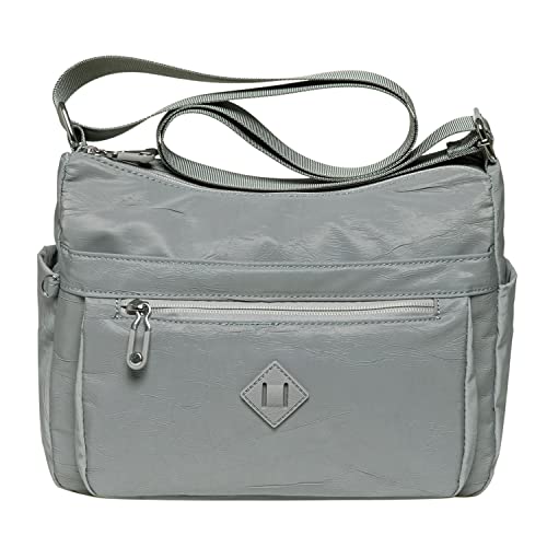 KAUKKO Damen Umhängetasche, Leicht Shoulder Bag Wasserdicht Schultertasche Messenger Multi-Tasche, Geldbeutel, Hellgrau-1513 von KAUKKO