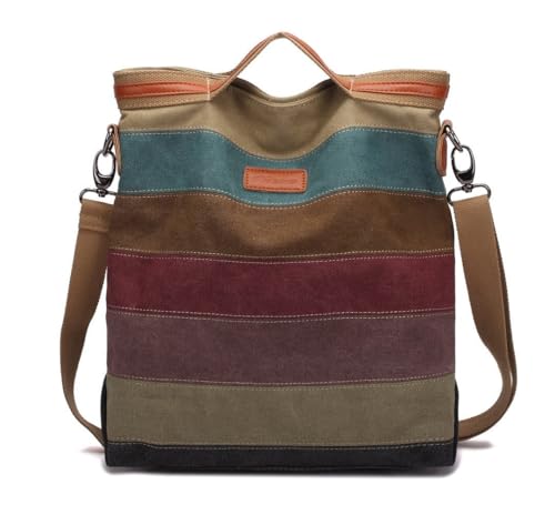 Damen Handtasche,KAUKKO Multi Color Striped Canvas Damen Handtasche Damen Wildleder Schultertasch Umhängetasche Für Frauen und Mädchen Damen Handtasche,KAUKKO Multi Color Striped Canvas Damen Handtasche Damen Wildleder Schultertasch Umhängetasche Für Frauen und Mädchen von KAUKKO