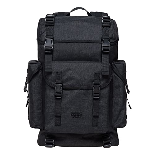 KAUKKO Retro Rucksack Damen Herren, Vintage Jagdrucksack Wanderrucksack mit 14 Zoll Laptopfach für Arbeit, Ausflüge, Uni, 23L, Schwarz-K1018 KAUKKO Retro Rucksack Damen Herren, Vintage Jagdrucksack Wanderrucksack mit 14 Zoll Laptopfach für Arbeit, Ausflüge, Uni, 23L, Schwarz-K1018 von KAUKKO