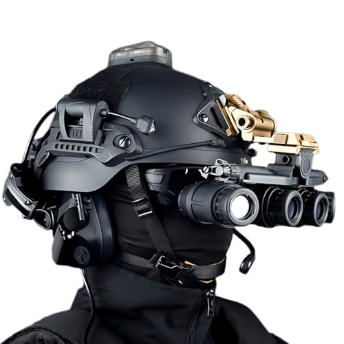 Airsoft Helm Set Verstellbarer Helm mit Taktischem Headset Taschenlampe Schutzbrille Signallicht Maske L4G24 Halterung und NVG Modell für Outdoor CS Paintball Jagd Ausrüstung J von KBFLWBF