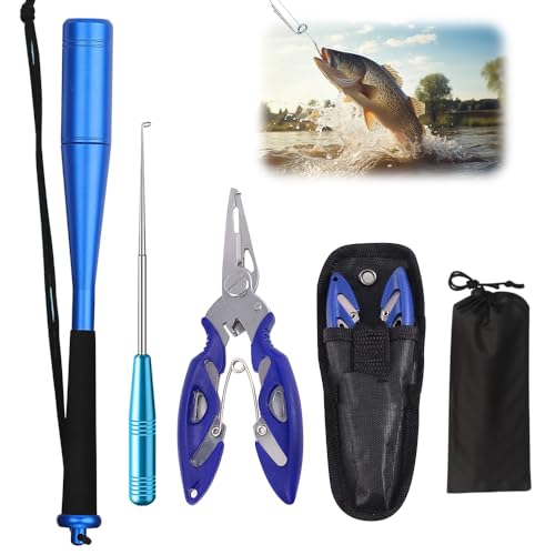 KBIBCK 4 Sets Fishing Fischtöter, 24,7 cm Fischbetäuber mit Hakenlöser, Fisch Totschläger, Aluminium Fischtöter Angel Zangen Set, Outdoor für Anfänger Angler Raubfische zum Spinnfischen Angelzubehör KBIBCK 4 Sets Fishing Fischtöter, 24,7 cm Fischbetäuber mit Hakenlöser, Fisch Totschläger, Aluminium Fischtöter Angel Zangen Set, Outdoor für Anfänger Angler Raubfische zum Spinnfischen Angelzubehör von KBIBCK