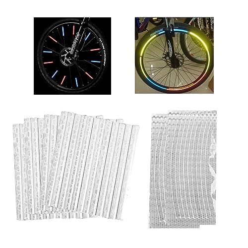 KBRPEY Speichenreflektoren Set 48 Stück Speichenreflektoren Fahrrad und 2 Stück Reflektierende Wheel Felgenstreifen Aufkleber Wasserdicht Einfache Montage für Alle Gängigen Speichenräder (Silber) KBRPEY Speichenreflektoren Set 48 Stück Speichenreflektoren Fahrrad und 2 Stück Reflektierende Wheel Felgenstreifen Aufkleber Wasserdicht Einfache Montage für Alle Gängigen Speichenräder (Silber) von KBRPEY