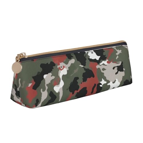 KCGSDEGV Federmäppchen mit Camouflage-Muster, dreieckig, niedliches Leder-Federmäppchen, Stifteetui, Schreibwaren-Organizer, Box für Schule, Mädchen, Jungen, weiß, Einheitsgröße, Schulranzen von KCGSDEGV