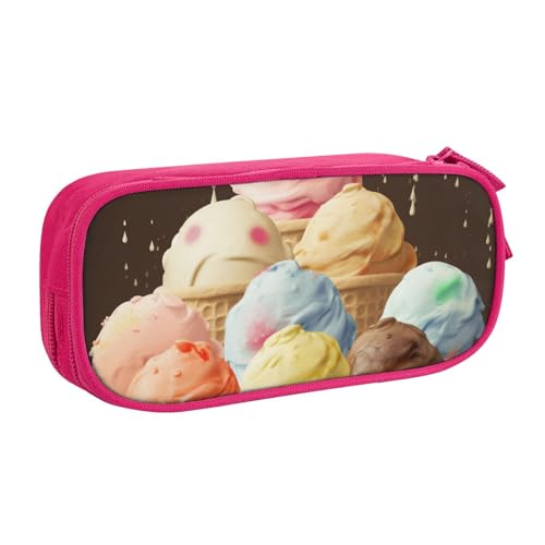 KCGSDEGV Federmäppchen mit Eiscreme-Motiv, für Schule, Mädchen, Jungen, großes Fassungsvermögen, niedliches Federmäppchen, Schreibwaren-Organizer, Box, schwarz, rose, Einheitsgröße, Schulranzen von KCGSDEGV