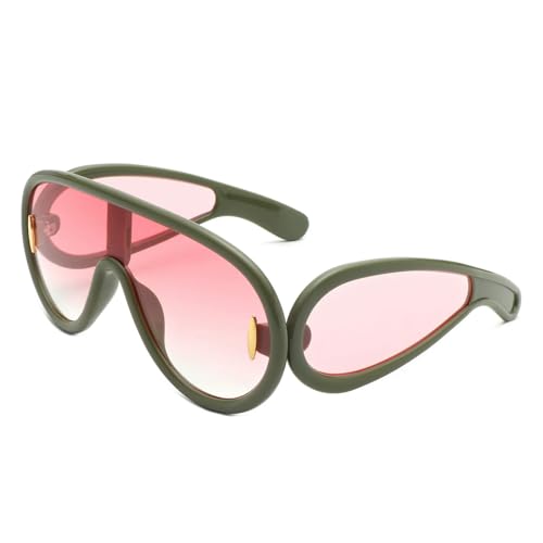 KCYSLY Damen-Sonnenbrille Die Gleichen Einteiligen Krötengläser Mit Großem Rahmen-Rot von KCYSLY