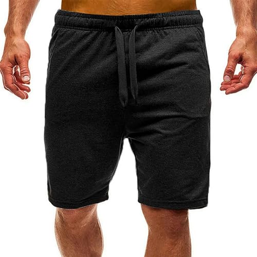 KCYSLY Shorts Herren Herren Baumwolle Shorts Einfarbige Casual Shorts Loose Strand Shorts Shorts Shorts-schwarz-l von KCYSLY