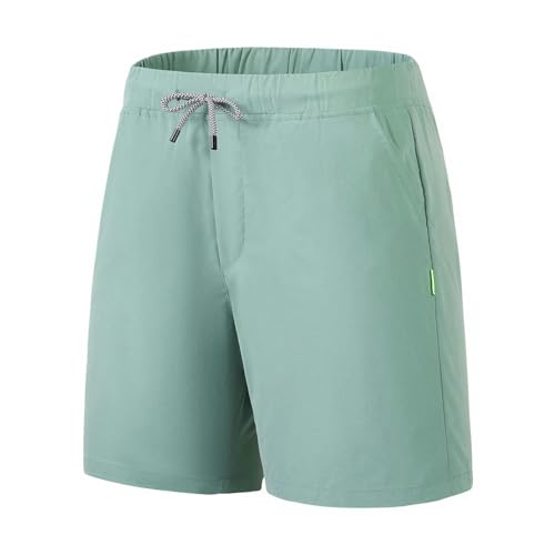 KCYSLY Shorts Herren Männer Casual Shorts Verstellbare Kordelzug Elastische Taille Einfarbige Atmungsaktive Männer Sommer Shorts-grün 2-XXXL von KCYSLY