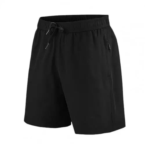 KCYSLY Shorts Herren Männer Casual Shorts Verstellbare Kordelzug Elastische Taille Einfarbige Atmungsaktive Männer Sommer Shorts-schwarz-4xl von KCYSLY