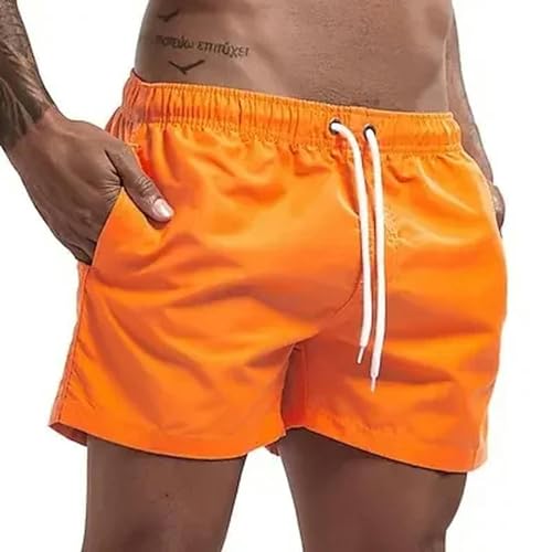 KCYSLY Shorts Herren Swim Trunks Herren Badeshorts Quick Dry Board Shorts Badeanzug Mit Atmungsaktiver Kordelzugtasche-orange-XL von KCYSLY