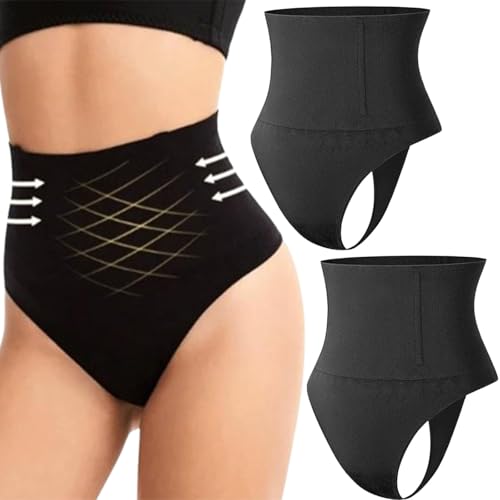 Curvaslim Tanga, Curvaslim 2024 Favorite Control Tanga, Curveslim Tummy Control Tanga, Hohe Taille Tanga Kontrolle, Damen Shapewear Hohe Taille Tanga (2Stück-A,S_) von KDAKSA