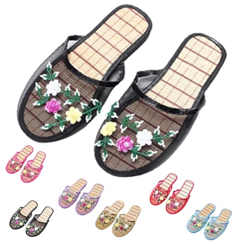 Neue chinesische Mesh Bamboo Flats Hausschuhe Sandale, chinesische Hausschuhe für Frauen, Hausschuhe für Frauen, chinesische Mesh Bamboo Flats Hausschuhe für Frauen (1Stück-B,41 EU) von KDAKSA