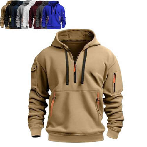 Quarter Zip Pullover Männer Camo Hoodie Männer Langarm Workout Hoodie Vintage Quarter Zip Hoodie Männer Herren Quarter Zip Hoodie (1Stück-A,L_) von KDAKSA