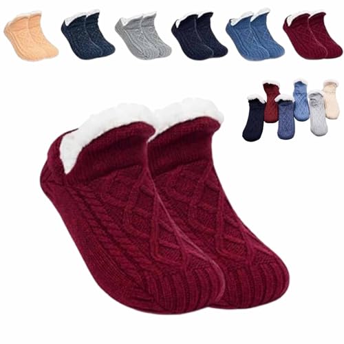 Truecups Thermosocken,Truecups Fleece Socken,Fleecesox - Mit Fleece gefütterte rutschfeste Thermohausschuhe Socken (1Stück-F,M_) von KDAKSA